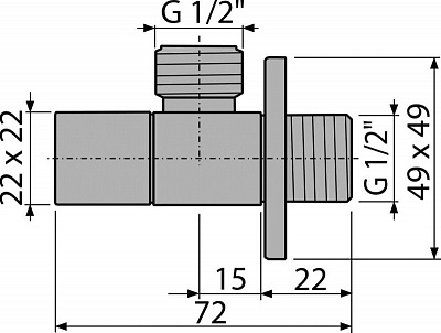 Угловой вентиль с фильтром 1/2" × 1/2", квадратный AlcaPlast ARV004