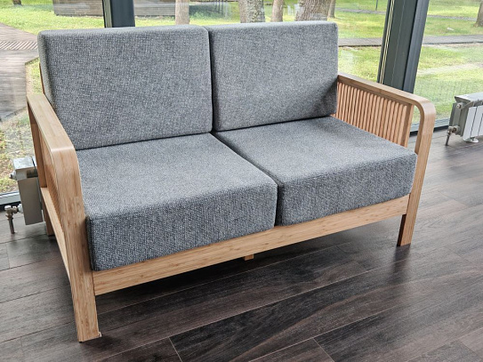 Диван на каркасе из бамбука с подушками Nature Bamboo+ Grey Fabric 1340 FN-060D-1