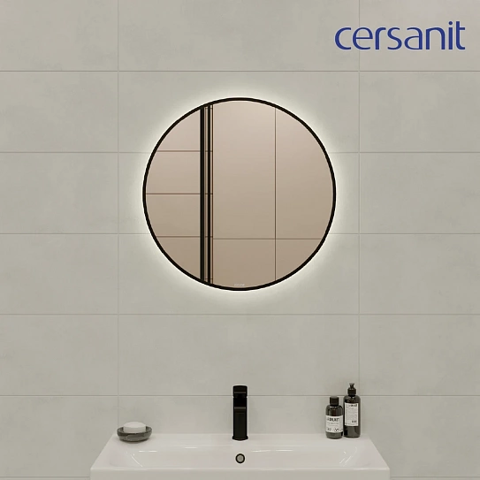Зеркало круглое с подсветкой 60х60 Cersanit ECLIPSE smart 64146 в черной рамке