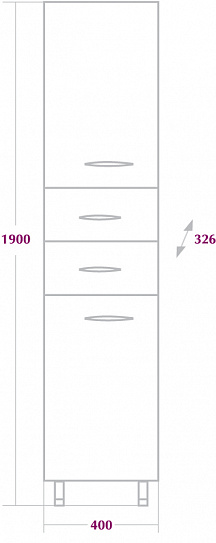 Шкаф пенал в ванную 40 см Onika Модерн с корзиной правый 404010